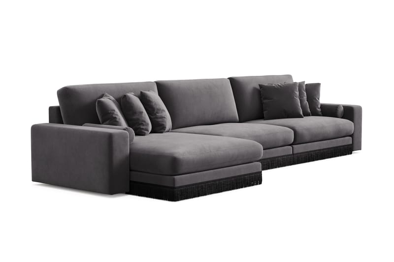 Arken Lyx 6-seter Vendbar L-formet Dyp Divansofa i fløyel - Mørkegrå - Møbler - Sofaer - Sofa med sjeselong