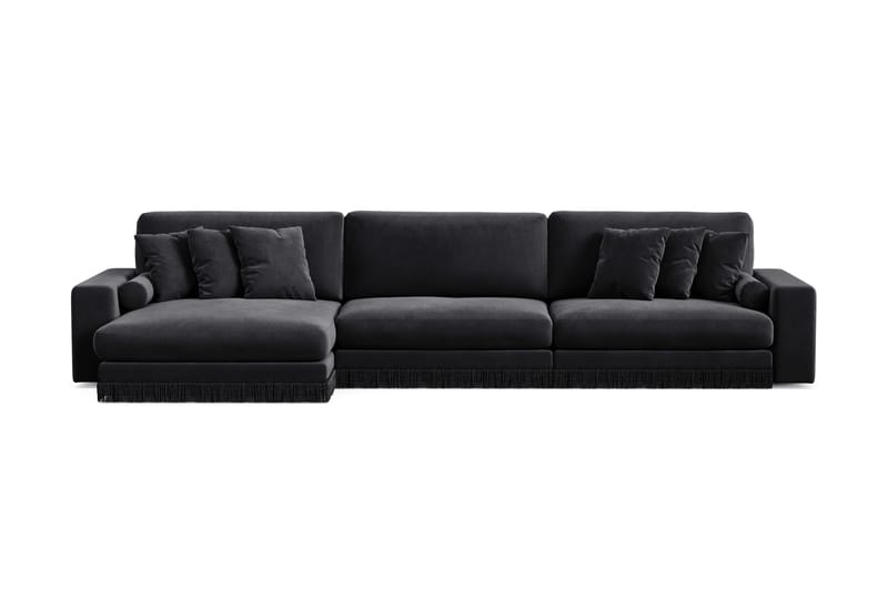 Arken Lyx 6-seter Vendbar L-formet Dyp Divansofa i fløyel - Svart - Møbler - Sofaer - Sofa med sjeselong