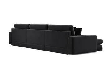 Arken Lyx 6-seter Vendbar L-formet Dyp Divansofa i fløyel - Svart - Møbler - Sofaer - Sofa med sjeselong