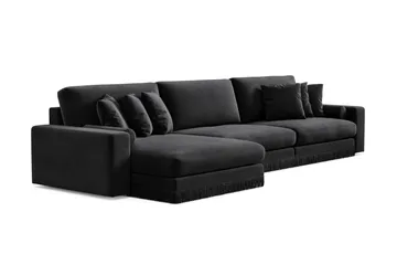 Arken Lyx 6-seter Vendbar L-formet Dyp Divansofa i fløyel - Svart - Møbler - Sofaer - Sofa med sjeselong