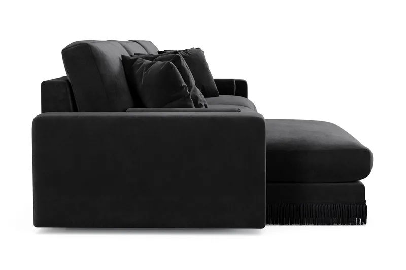 Arken Lyx 6-seter Vendbar L-formet Dyp Divansofa i fløyel - Svart - Møbler - Sofaer - Sofa med sjeselong