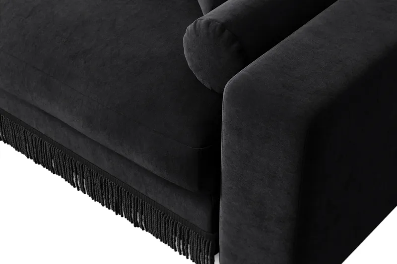 Arken Lyx 6-seter Vendbar L-formet Dyp Divansofa i fløyel - Svart - Møbler - Sofaer - Sofa med sjeselong