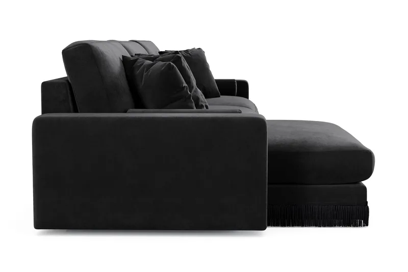 Arken Lyx 6-seter Vendbar L-formet Dyp Divansofa i fløyel - Svart - Møbler - Sofaer - Sofa med sjeselong