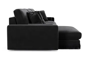 Arken Lyx 6-seter Vendbar L-formet Dyp Divansofa i fløyel - Svart - Møbler - Sofaer - Sofa med sjeselong