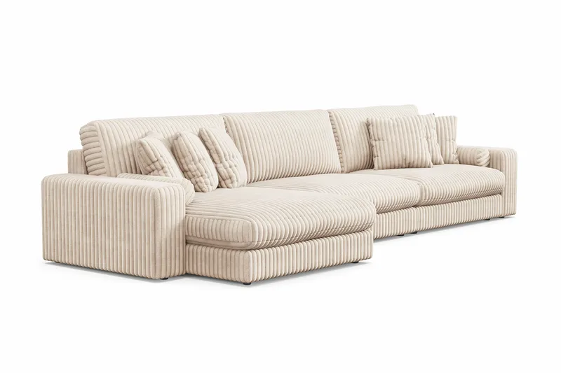 Arken Lyx 6-seter Vendbar L-formet Dyp Divansofa i Manchester - Beige - Møbler - Sofaer - Sofa med sjeselong