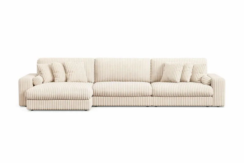 Arken Lyx 6-seter Vendbar L-formet Dyp Divansofa i Manchester - Beige - Møbler - Sofaer - Sofa med sjeselong