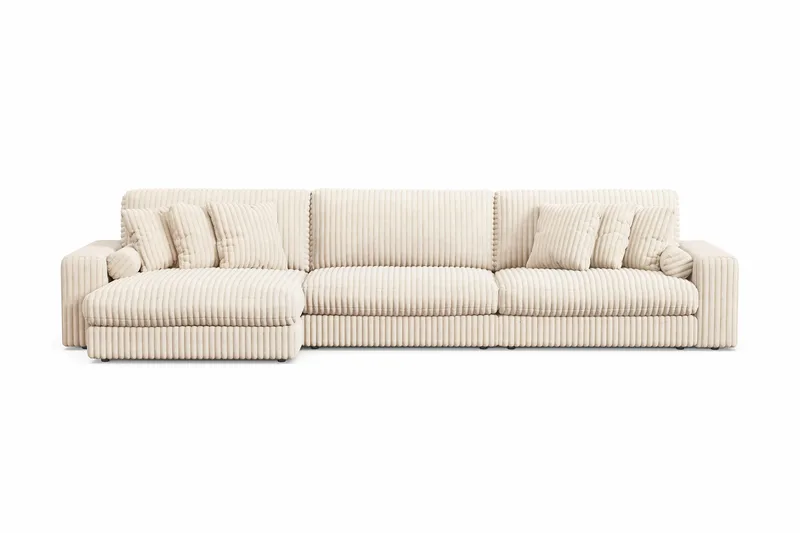 Arken Lyx 6-seter Vendbar L-formet Dyp Divansofa i Manchester - Beige - Møbler - Sofaer - Sofa med sjeselong