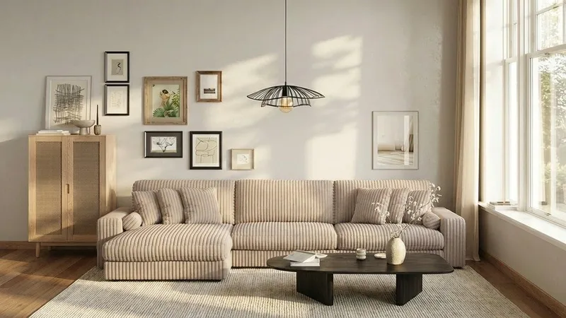 Arken Lyx 6-seter Vendbar L-formet Dyp Divansofa i Manchester - Greige - Møbler - Sofaer - Sofa med sjeselong