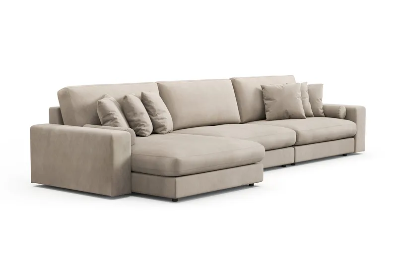 Arken Lyx 6-seter Vendbar L-formet Dyp Divansofa i Manchester - Greige - Møbler - Sofaer - Sofa med sjeselong