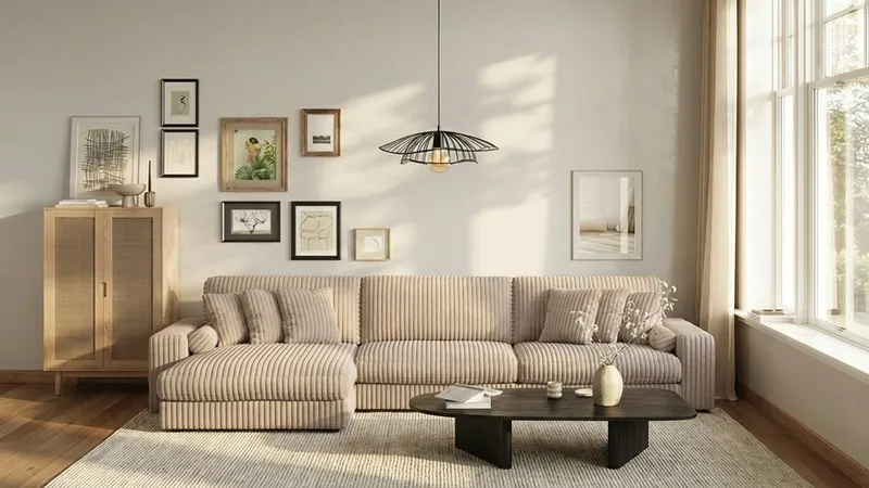 Arken Lyx 6-seter Vendbar L-formet Dyp Divansofa i Manchester - Greige - Møbler - Sofaer - Sofa med sjeselong