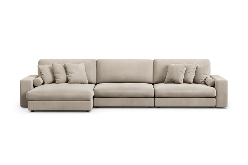 Arken Lyx 6-seter Vendbar L-formet Dyp Divansofa i Manchester - Greige - Møbler - Sofaer - Sofa med sjeselong