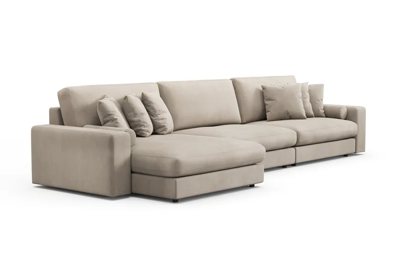 Arken Lyx 6-seter Vendbar L-formet Dyp Divansofa i Manchester - Greige - Møbler - Sofaer - Sofa med sjeselong