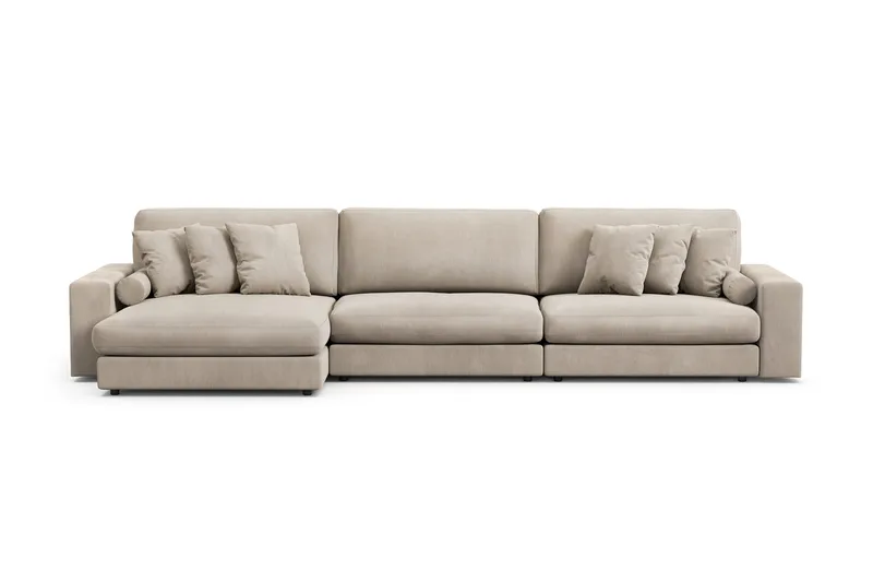 Arken Lyx 6-seter Vendbar L-formet Dyp Divansofa i Manchester - Greige - Møbler - Sofaer - Sofa med sjeselong