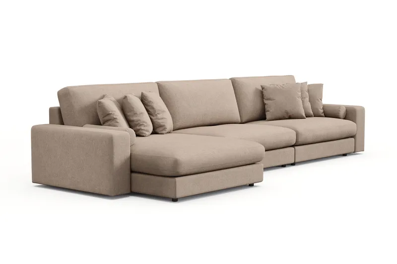 Arken Lyx 6-seter Vendbar L-formet Dyp Divansofa i stoff - Beige - Møbler - Sofaer - Sofa med sjeselong
