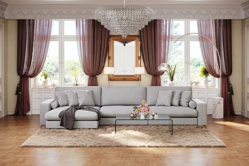 Arken Lyx 6-seter Vendbar L-formet Dyp Divansofa i stoff - Lysegrå - Møbler - Sofaer - Sofa med sjeselong