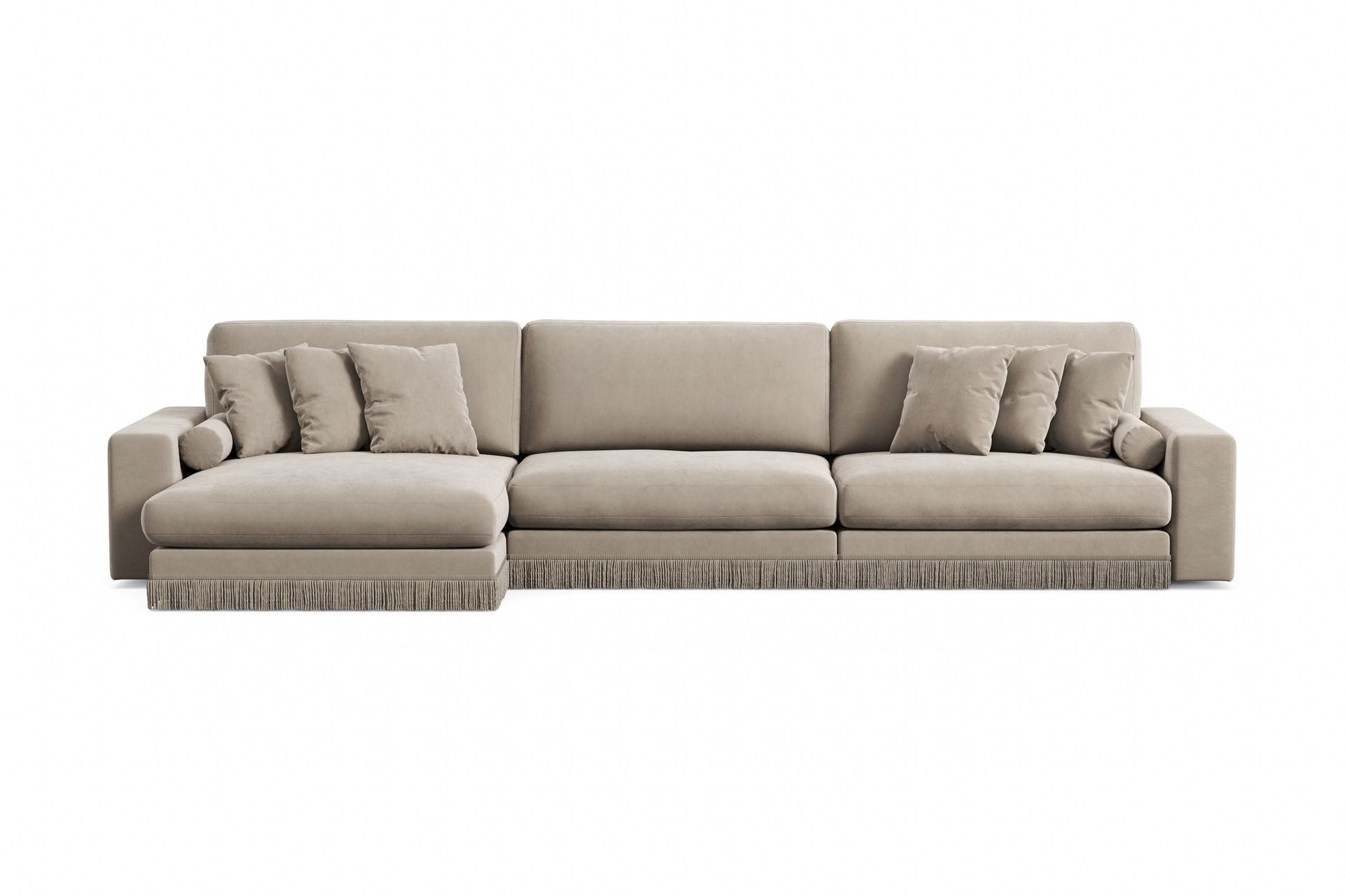Arken Lyx 6-seters vendbar L-formet dyp divansofa i fløyel - Beige