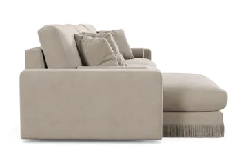 Arken Lyx 6-seters vendbar L-formet dyp divansofa i fløyel - Beige - Møbler - Sofaer - Sofa med sjeselong