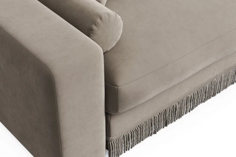 Arken Lyx 6-seters vendbar L-formet dyp divansofa i fløyel - Beige - Møbler - Sofaer - Sofa med sjeselong