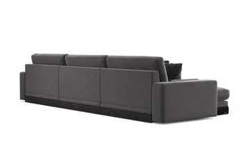 Arken Lyx 6-seters vendbar L-formet dyp divansofa i fløyel - Mørkegrå - Møbler - Sofaer - Sofa med sjeselong