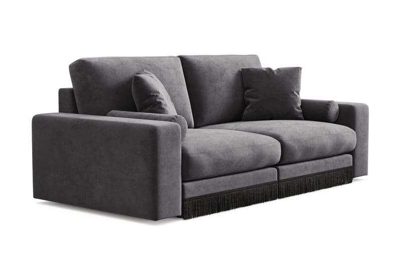 Arken Lyx dyp 3-seters sofa i fløyel - Mørkegrå - Møbler - Sofaer - Fløyel sofaer