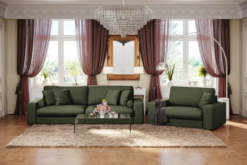 Arken Lyx dyp 4-seters sofa i stoff - Grønn - Møbler - Sofaer - 4 seter sofa