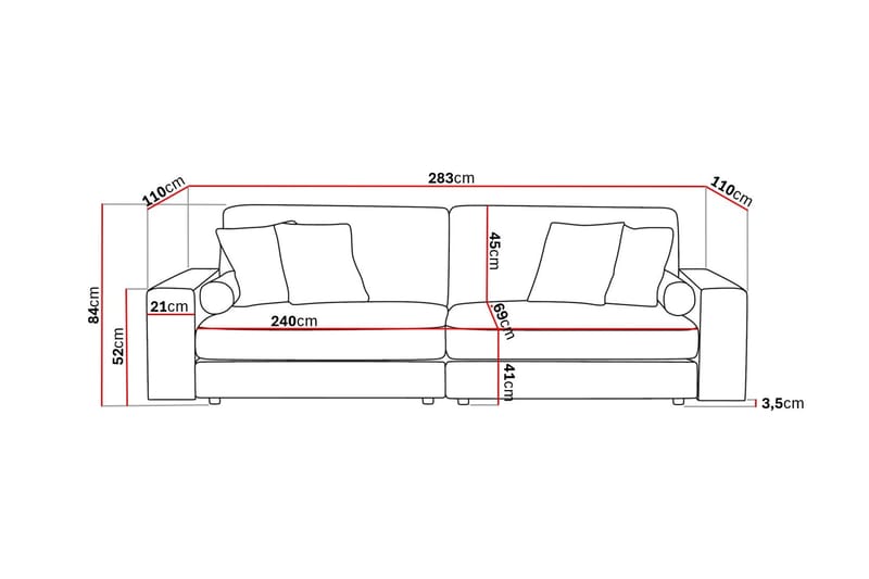 Arken Lyx dyp 4-seters sofa i stoff - Lysegrå - Møbler - Sofaer - 4 seter sofa