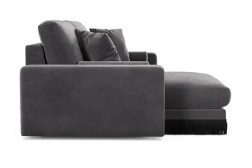 Arken Lyx vendbar, dyp 3-seters L-formet sjeselongsofa i fløyel - Mørkegrå - Møbler - Sofaer - Sofa med sjeselong
