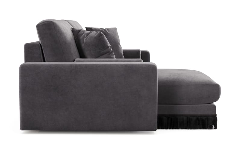 Arken Lyx vendbar, dyp 3-seters L-formet sjeselongsofa i fløyel - Mørkegrå - Møbler - Sofaer - Sofa med sjeselong