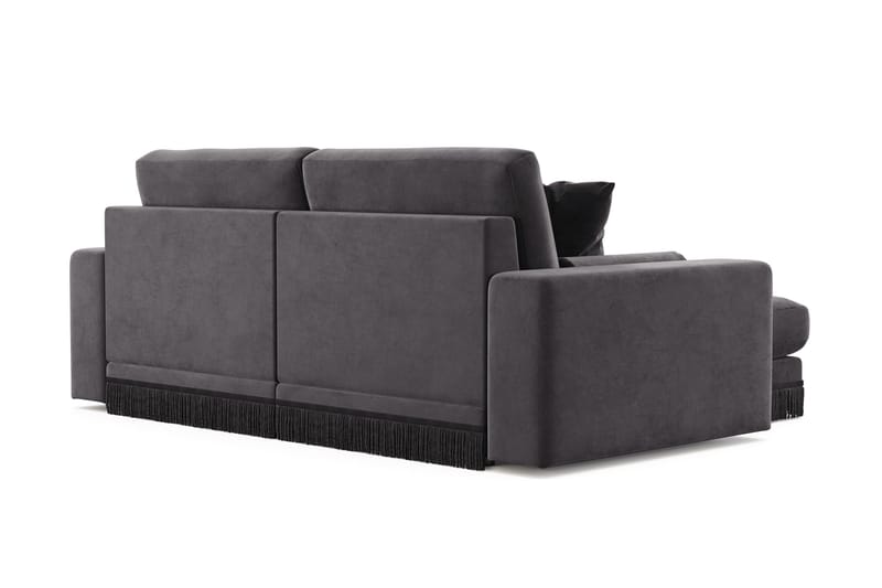 Arken Lyx vendbar, dyp 3-seters L-formet sjeselongsofa i fløyel - Mørkegrå - Møbler - Sofaer - Sofa med sjeselong