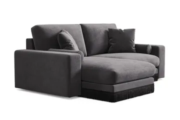 Arken Lyx vendbar, dyp 3-seters L-formet sjeselongsofa i fløyel - Mørkegrå - Møbler - Sofaer - Sofa med sjeselong
