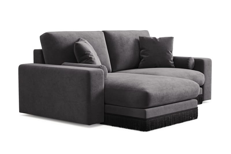 Arken Lyx vendbar, dyp 3-seters L-formet sjeselongsofa i fløyel - Mørkegrå - Møbler - Sofaer - Sofa med sjeselong