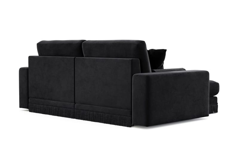 Arken Lyx vendbar, dyp 3-seters L-formet sjeselongsofa i fløyel - Svart - Møbler - Sofaer - Sofa med sjeselong