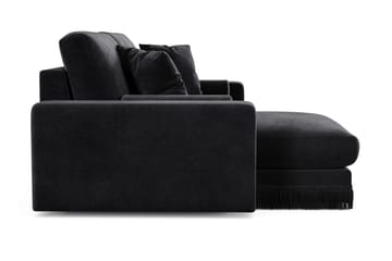 Arken Lyx vendbar, dyp 3-seters L-formet sjeselongsofa i fløyel - Svart - Møbler - Sofaer - Sofa med sjeselong