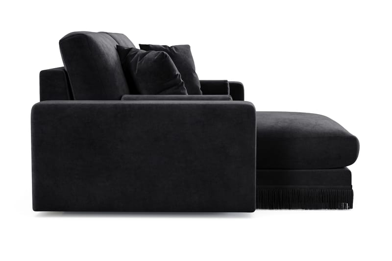 Arken Lyx vendbar, dyp 3-seters L-formet sjeselongsofa i fløyel - Svart - Møbler - Sofaer - Sofa med sjeselong