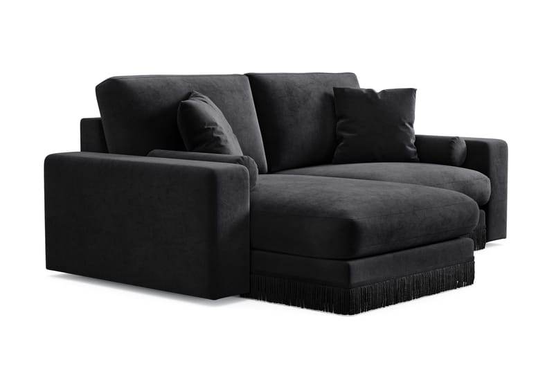 Arken Lyx vendbar, dyp 3-seters L-formet sjeselongsofa i fløyel - Svart - Møbler - Sofaer - Sofa med sjeselong
