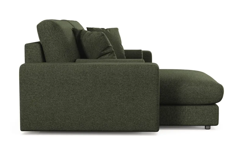 Arken Lyx vendbar, dyp 3-seters L-formet sjeselongsofa i stoff - Grønn - Møbler - Sofaer - Sofa med sjeselong