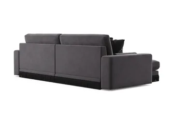 Arken Lyx vendbar, dyp 4-seters L-formet sjeselongsofa i fløyel - Mørkegrå - Møbler - Sofaer - Sofa med sjeselong