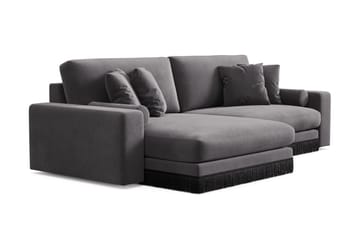 Arken Lyx vendbar, dyp 4-seters L-formet sjeselongsofa i fløyel - Mørkegrå - Møbler - Sofaer - Sofa med sjeselong