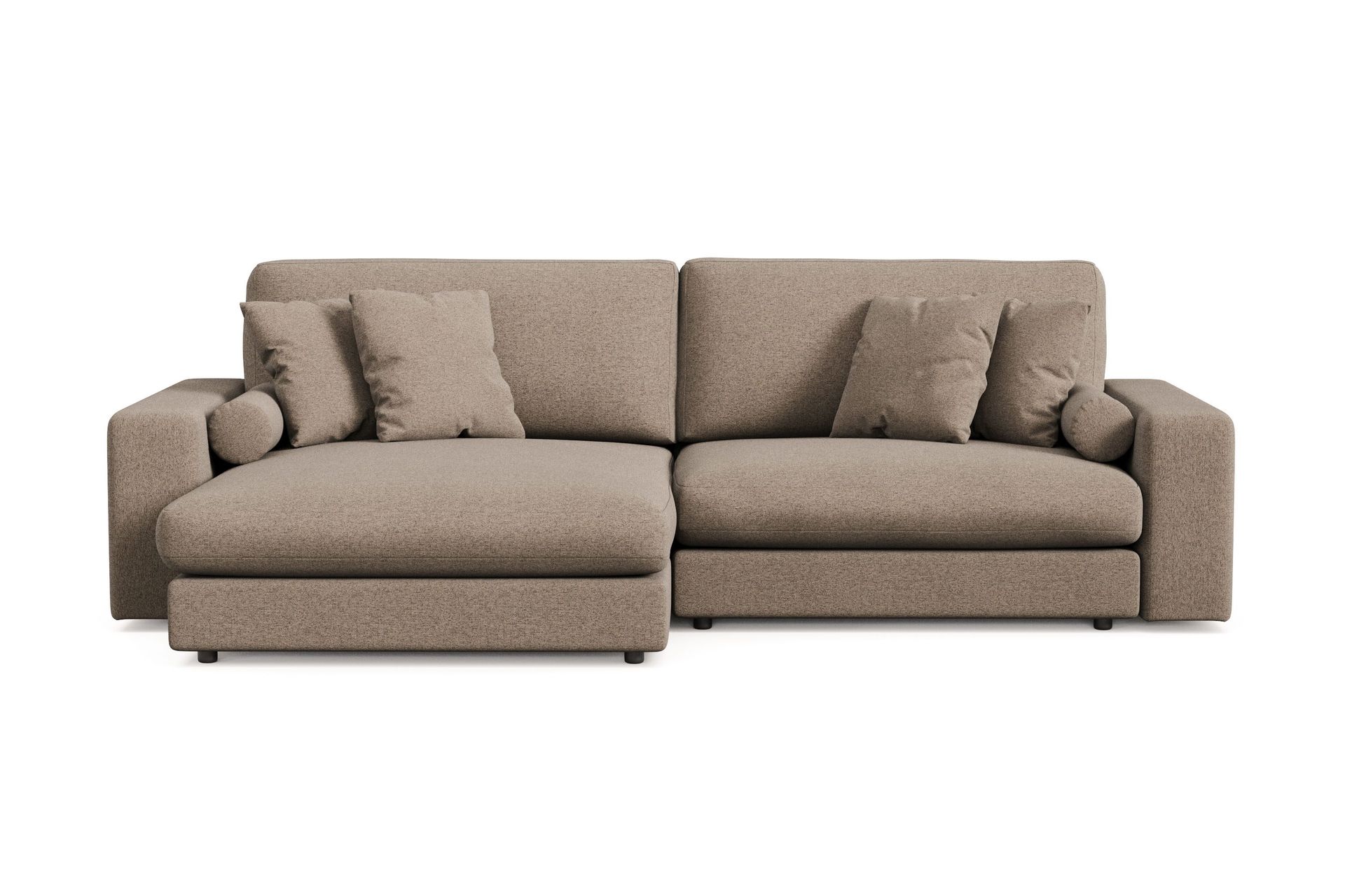 Arken Lyx vendbar, dyp 4-seters L-formet sjeselongsofa i stoff - Brun