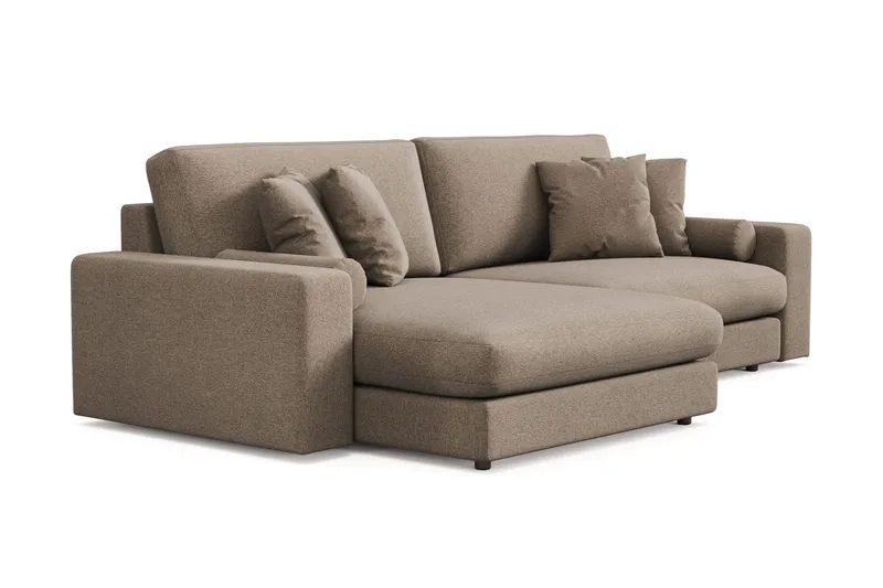 Arken Lyx vendbar, dyp 4-seters L-formet sjeselongsofa i stoff - Brun - Møbler - Sofaer - Sofa med sjeselong