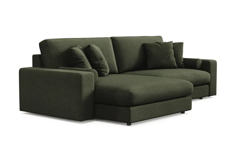 Arken Lyx vendbar, dyp 4-seters L-formet sjeselongsofa i stoff - Grønn - Møbler - Sofaer - Sofa med sjeselong