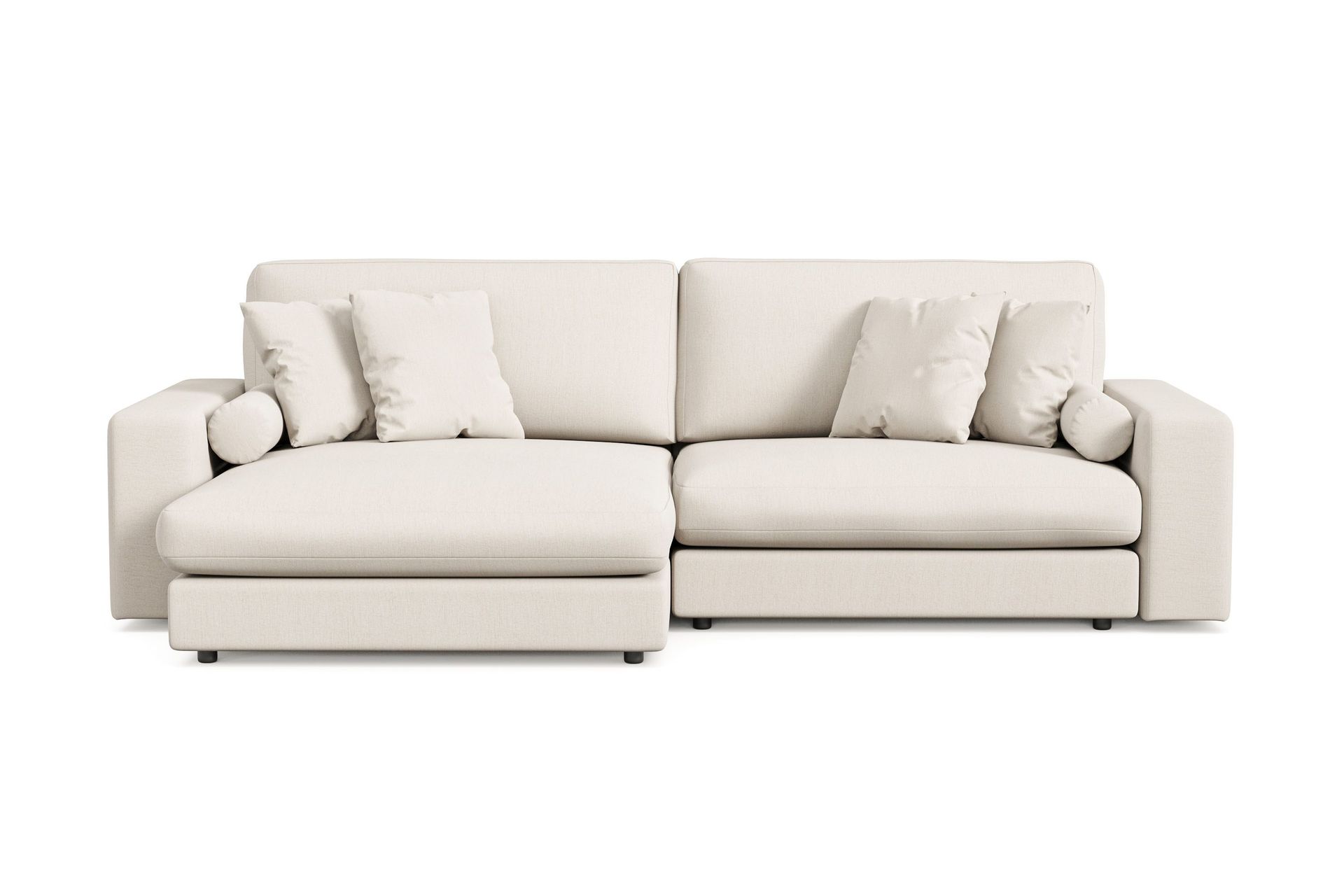 Arken Lyx vendbar, dyp 4-seters L-formet sjeselongsofa i stoff - Lys beige
