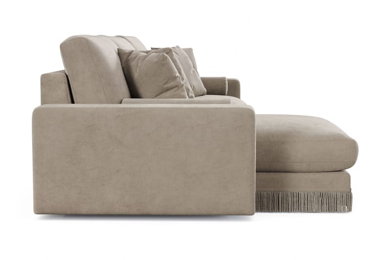 Arken Lyx vendbar, dyp 5-seters L-formet sjeselongsofa i fløyel - Beige - Møbler - Sofaer - Sofa med sjeselong