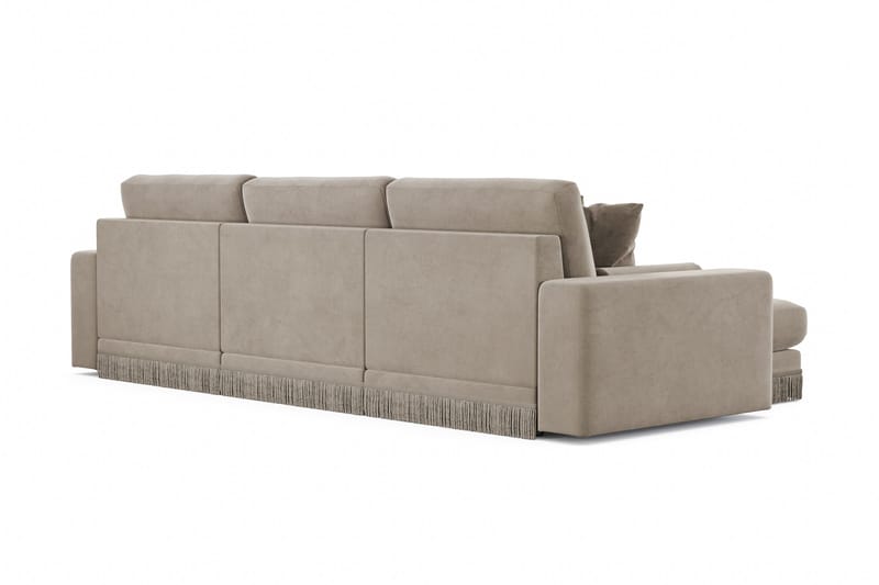 Arken Lyx vendbar, dyp 5-seters L-formet sjeselongsofa i fløyel - Beige - Møbler - Sofaer - Sofa med sjeselong