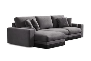 Arken Lyx vendbar, dyp 5-seters L-formet sjeselongsofa i fløyel - Mørkegrå - Møbler - Sofaer - Sofa med sjeselong