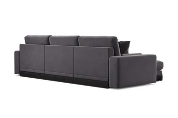 Arken Lyx vendbar, dyp 5-seters L-formet sjeselongsofa i fløyel - Mørkegrå - Møbler - Sofaer - Sofa med sjeselong
