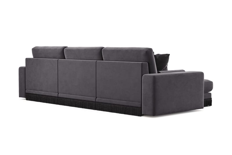 Arken Lyx vendbar, dyp 5-seters L-formet sjeselongsofa i fløyel - Mørkegrå - Møbler - Sofaer - Sofa med sjeselong