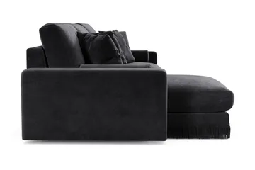 Arken Lyx vendbar, dyp 5-seters L-formet sjeselongsofa i fløyel - Svart - Møbler - Sofaer - Sofa med sjeselong