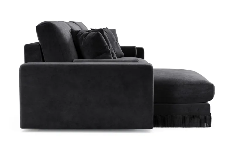 Arken Lyx vendbar, dyp 5-seters L-formet sjeselongsofa i fløyel - Svart - Møbler - Sofaer - Sofa med sjeselong
