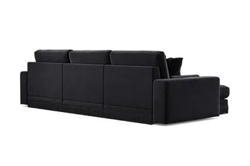 Arken Lyx vendbar, dyp 5-seters L-formet sjeselongsofa i fløyel - Svart - Møbler - Sofaer - Sofa med sjeselong